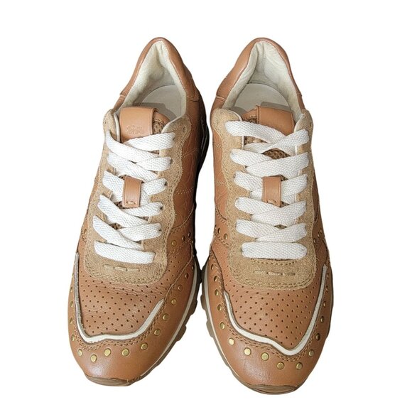 Coach Signature C118 with Rivets Leather & Suede Womens Sneakers Size 5.5 Tan & - Picture 2 of 9